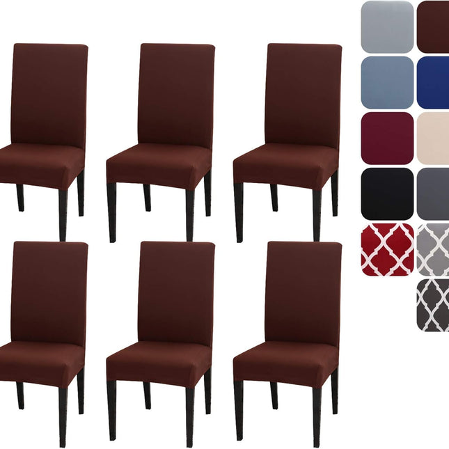 Set of 4 or 6 Chair Covers, Stretchy, Removable, Washable Chair Covers, Decorative Protectors for Hotel, Cafe -tfrf coffee 6pcs.