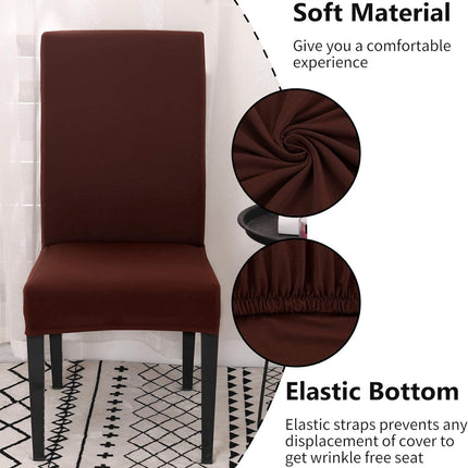 Set of 4 or 6 Chair Covers, Stretchy, Removable, Washable Chair Covers, Decorative Protectors for Hotel, Cafe -tfrf coffee 6pcs.