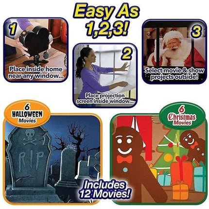 Christmas and Halloween Hologram Projector Window Projector LED.