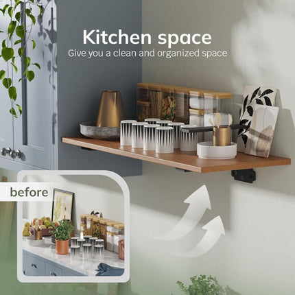 6-pack 10cm Floating Shelf Brackets, Heavy Duty Shelf Brackets for Shelves, Black Painted Metal Wall Mounted Shelf Brackets, 75kg Load Capacity.