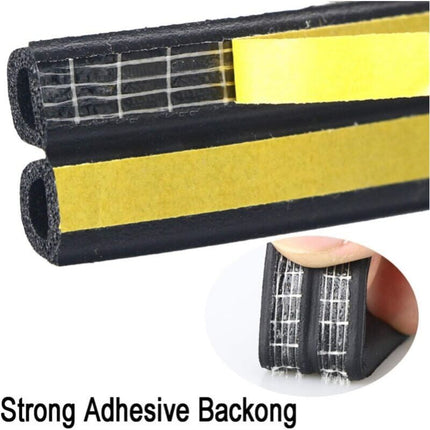 Black 6 meter D-profile Weather Strip, Door and Window Seal with Strong Adhesion, Soundproof and Weatherproof.