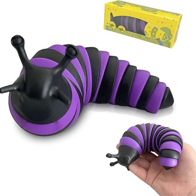 Fidget Slug, 3D Sensory Slug Fidget Toy, Funny Crawling Slug Fidget Toy Black purple 14CM.