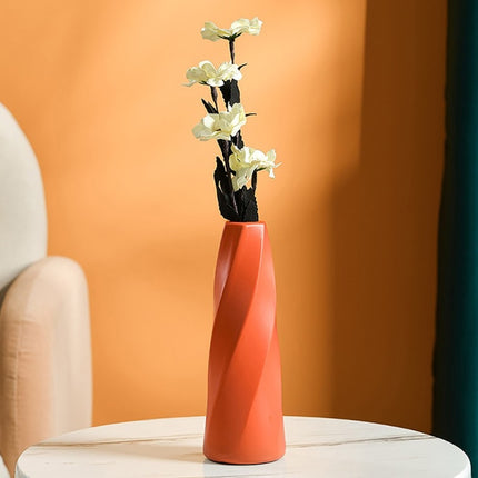 Plastic Vase Imitation Ceramic Flower Pot Table Arrangement Dark Blue.