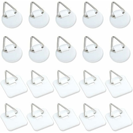 50-Pack 1"" Invisible Adhesive Hangers, Self-Adhesive Vertical Wall Plaque Hangers, Wall Plaques for Plates, Pictures, Decorative Art (White).