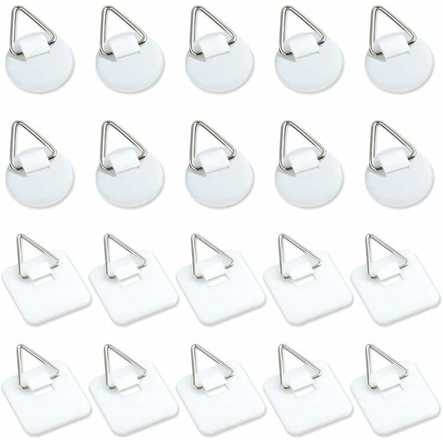 50-Pack 1"" Invisible Adhesive Hangers, Self-Adhesive Vertical Wall Plaque Hangers, Wall Plaques for Plates, Pictures, Decorative Art (White).