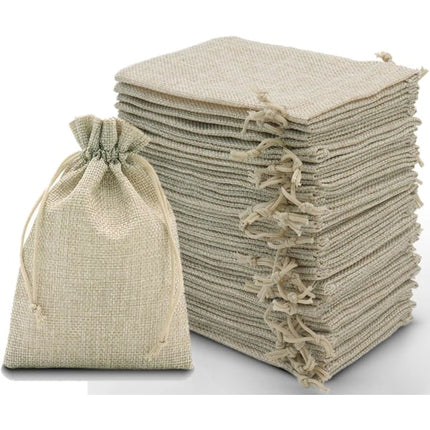 30pcs Drawstring Linen Bags, Linen Packaging Bags, Yellow Jute Gift Bags Jewelry Bags 10*15CM-tfrf.