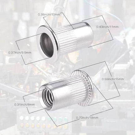60pcs 304 Stainless Steel Rivet Nut M8 Flat Head Blind Nut Threaded Rivet Nut Rivet Nut for Threaded Insert Plys.