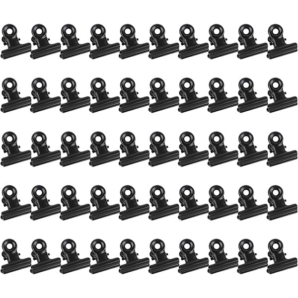 50 Pieces Hinged Metal Clips Strong Spring Black Bulldog Clip 22mm Metal Clips Small Paper Clip for Files Food Bags Photo.