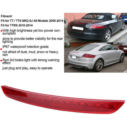 Fits TT/TTS MK2 8J All Models 2006-2014 Rear Third Brake Light High Mounted Brake Light 8J0945097, DEBUNS.