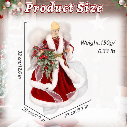 Christmas Tree Angel Tops, Decorative Ornaments with White Feather Wings Dimensions (cm):.