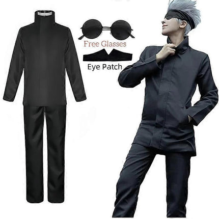 Anime Jujutsu Kaisen Gojo Satoru Cosplay Costume Eyepatch Wig Glasses Outfit Halloween Costumes for Men - Perfect Wig B Only S-max Wig B Only S.