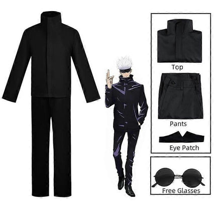 Anime Jujutsu Kaisen Gojo Satoru Cosplay Costume Eyepatch Wig Glasses Outfit Halloween Costumes for Men - Perfect Wig B Only S-max Wig B Only S.