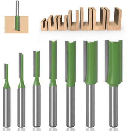6mm Straight Router Bit Set, 7 Pieces Woodworking Carbide Straight Groove Router Bits for Wood, Compatible with Bosch, Makita.