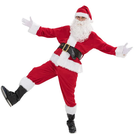 Santa Claus costume 7 parts complete Christmas costume for adults Cosplay Santa Claus costume plus elf plus santa xl pulse (180-195cm).