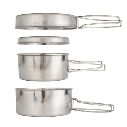 pcs Stainless Steel Pots/Frying Pan/Lid for Outdoor Camping Cooking.
