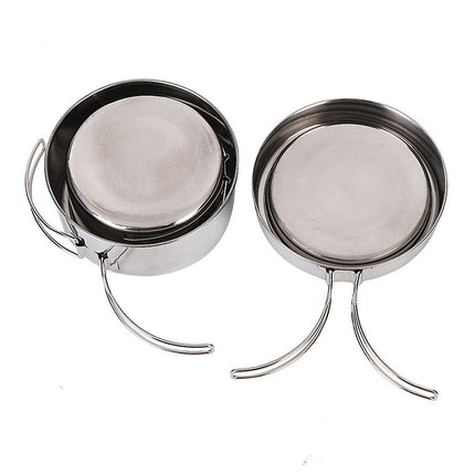pcs Stainless Steel Pots/Frying Pan/Lid for Outdoor Camping Cooking.