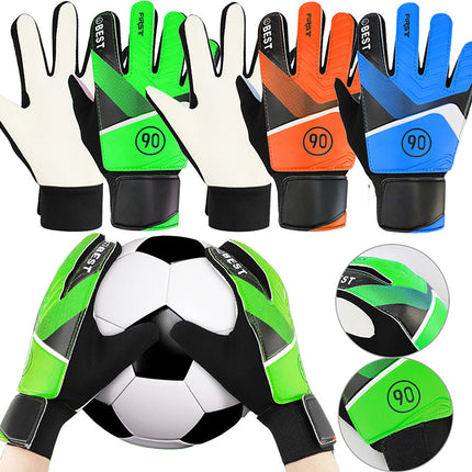 pair of children's football goalkeeper gloves, anti-collision, blue M Blue Blue M.