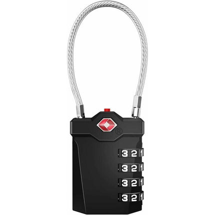 Luggage Lock, TSA 4-Digit Combination Lock for Suitcase with Opening Alarm, Code Lock Gym Cable Lock (1 Piece, Black).