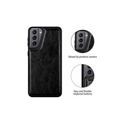 Samsung S22 Shockproof Case Card Holder 3-COMPARTMENT Flip Black_yux.