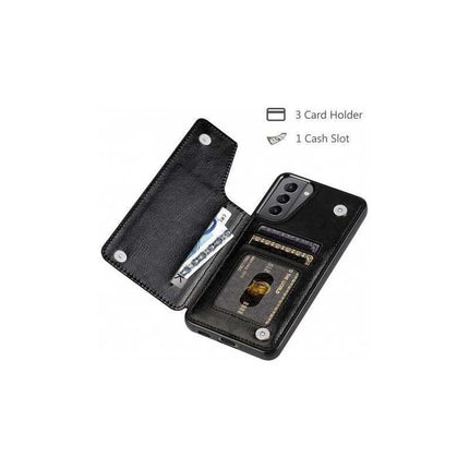 Samsung S22 Shockproof Case Card Holder 3-COMPARTMENT Flip Black_yux.