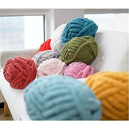 Chunky Knitted Chenille Yarn for Hand Crocheting Blankets Super Soft Large Jumbo Blanket Yarn - Olive Green.