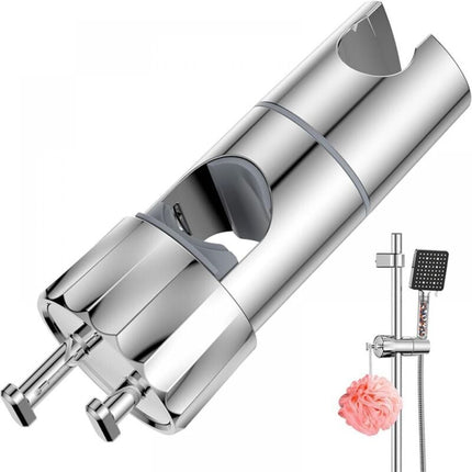 Adjustable Shower Head with 2 Hooks for 16-27mm Shower Rod, Wall Mounted Chrome Hand Shower Holder.