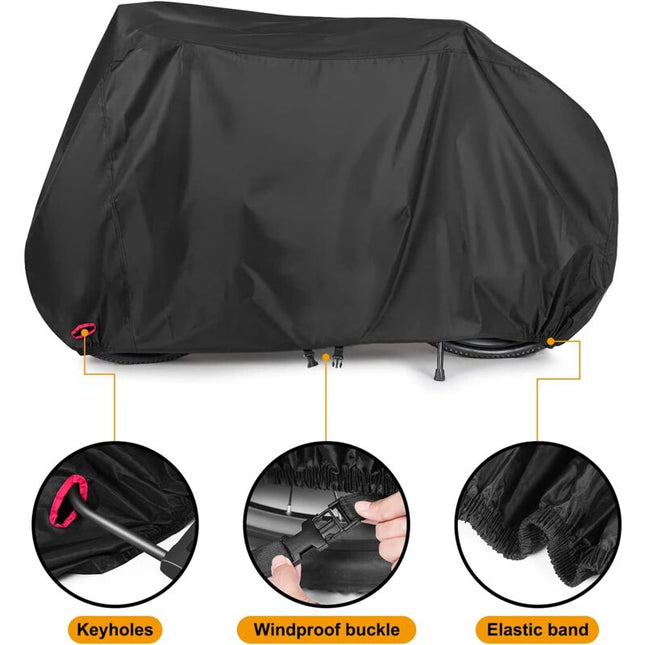Waterproof 210D Oxford Bicycle Cover for 2 Bikes with Lock Holes, Windproof Storage Bag for Outdoor Bicycles, Compatible with 56Vingt.