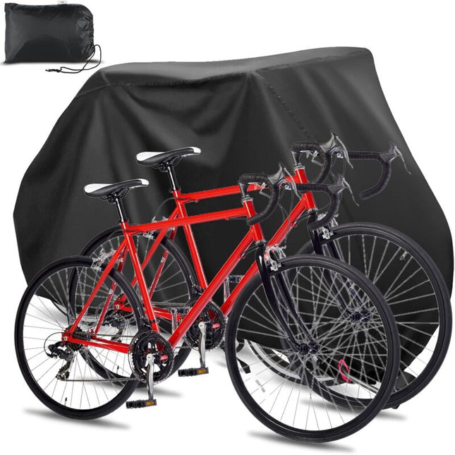 Waterproof 210D Oxford Bicycle Cover for 2 Bikes with Lock Holes, Windproof Storage Bag for Outdoor Bicycles, Compatible with 56Vingt.