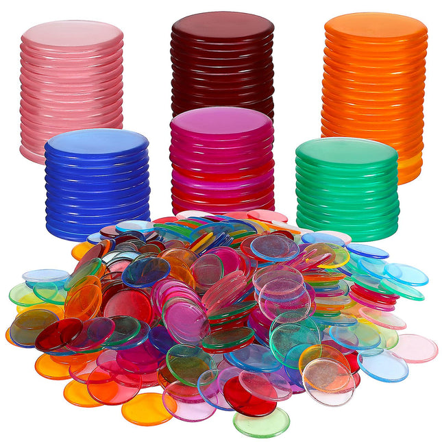 500 pcs Plastic Bingo Tiles, Round Tiles, Bingo Game Markers, Playing Cards, Counting Games, Accessories.