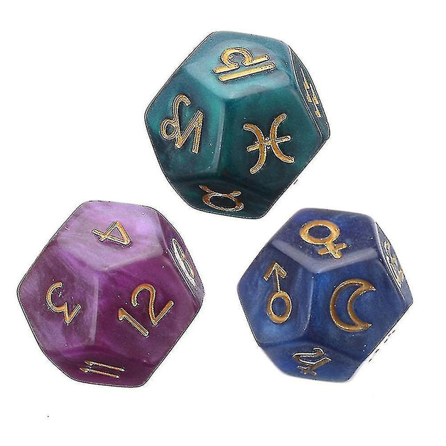 3pcs 12-sided resin tweezers astrology tarot constellation divination dice.