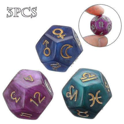 3pcs 12-sided resin tweezers astrology tarot constellation divination dice.