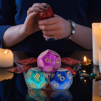 3pcs 12-sided resin tweezers astrology tarot constellation divination dice.