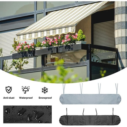 Awning Dust Cover, 3m Patio Awning Dust Cover Black Patio Awning Storage Cover, Waterproof Winter Protection, AAFGVC.