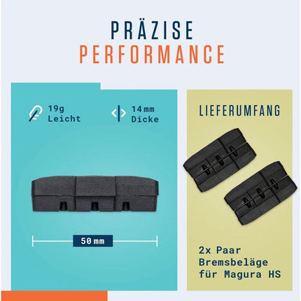 Magura HS Brake Pads - 2 Pairs 50mm, High Power Durable, Compatible with Magura HS11 HS22 HS33.