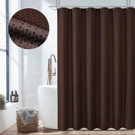 pc Brown Shower Curtain, Waffle Woven Textured Fabric Bathroom Shower.