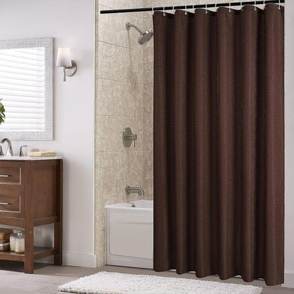 pc Brown Shower Curtain, Waffle Woven Textured Fabric Bathroom Shower.