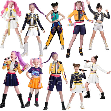 Halloween Deals 2025 Demon Hunter K-Pop Costume | Halloween Costume for Girls Cosplay 140cm.