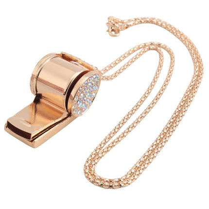 Whistle, metal and rhinestone crystal whistle, shiny with key ring for referees, coaches, teachers.
