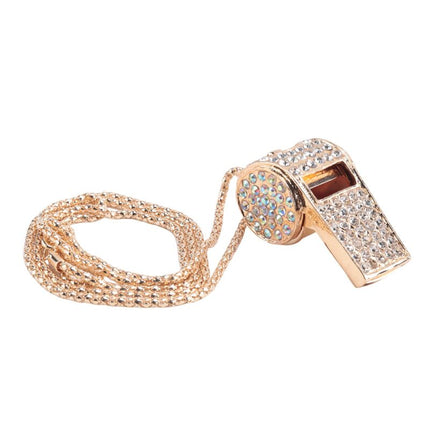 Whistle, metal and rhinestone crystal whistle, shiny with key ring for referees, coaches, teachers.