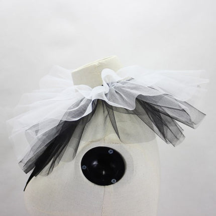 Women's Renaissance Tulle Ruffled False Collar Layered Black White Mesh Clown Choker Lace Up Victorian Neck Ruff Shawl Cosplay Props.