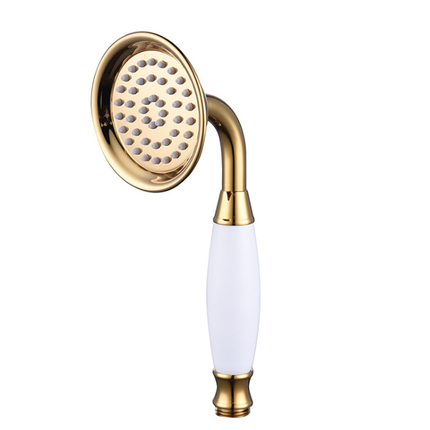 Brass and ceramic shower head, gold, round hand shower, narrow.