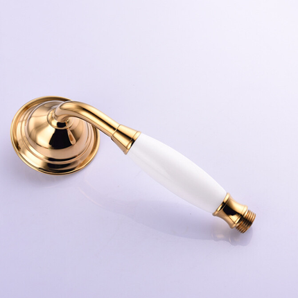 Brass and ceramic shower head, gold, round hand shower, narrow.