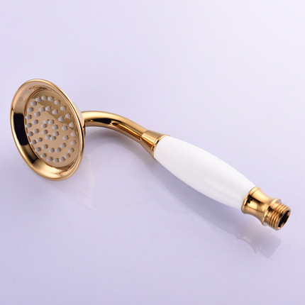 Brass and ceramic shower head, gold, round hand shower, narrow.