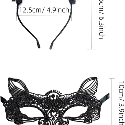 Cat mask and cat ears headband women's fancy dress Halloween mask costume Catwoman accessories makeup party gifts.