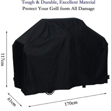 Grill Cover BBQ Protective Tarpaulin Anti-UV Anti-water Anti-moisture with Storage Bag Black (170 x 61 x 117cm).