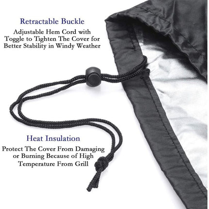 Grill Cover BBQ Protective Tarpaulin Anti-UV Anti-water Anti-moisture with Storage Bag Black (170 x 61 x 117cm).