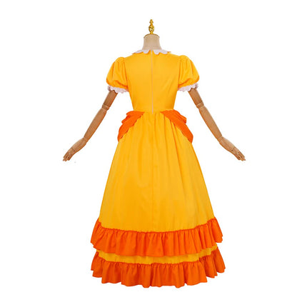 Daisy Cosplay Dress Rosalina Costume Halloween Carnival Cosplay Princess Dress with Crown Birthday Party Stage Wear with Headpiece XS XS Daisy.