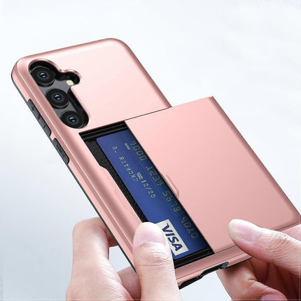 Hot Compatible with Samsung Galaxy A16 5G/4G Case with Card Holder TPU+PC Back Rose Gold.