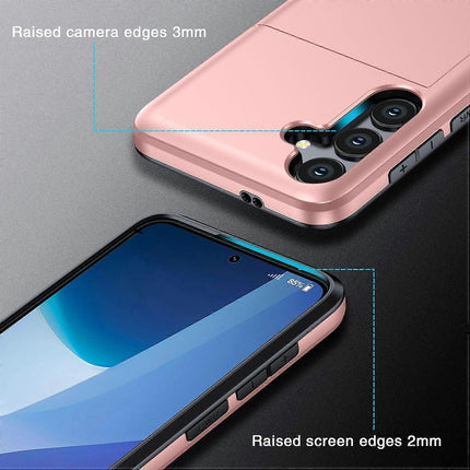 Hot Compatible with Samsung Galaxy A16 5G/4G Case with Card Holder TPU+PC Back Rose Gold.