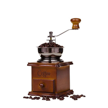 Wooden Coffee Grinder Vintage Antique Ceramic Hand Cranked Coffee Grinder with Retro Style Wooden Coffee Grinder-tfrf.